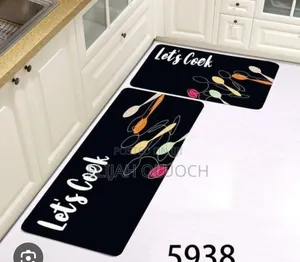 Black Heavy Grip Rubber Underside Floor 2pcs Set 3d Kitchen Mat