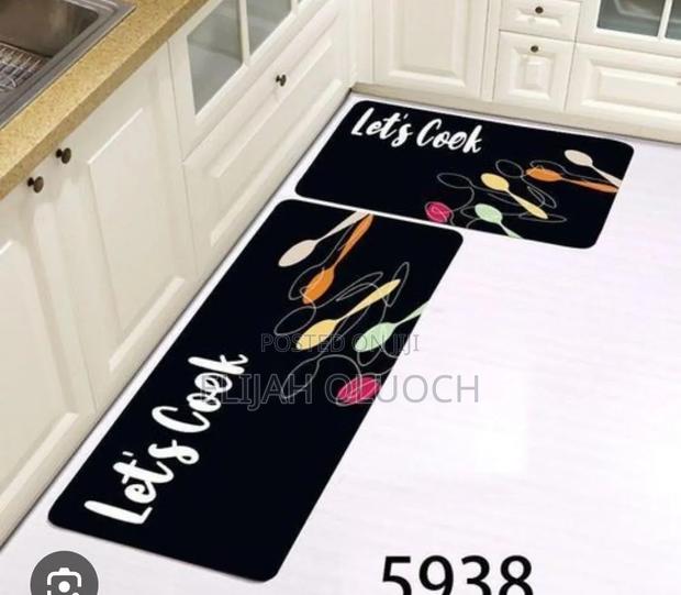 Black Heavy Grip Rubber Underside Floor 2pcs Set 3d Kitchen Mat - thumbnail 5