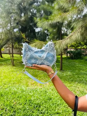 Blue Denim Shoulder Bags / Moon Bags With Zip