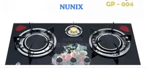 Nunix Infrared Energy Gas Saving Three Burner Tampered Glass Top