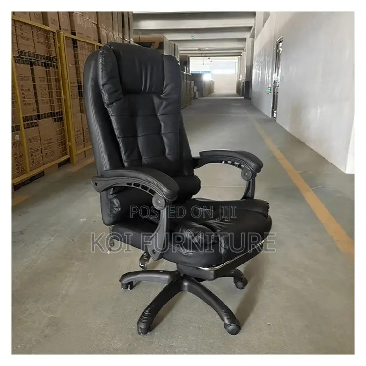 Office Chairs; Leather High Back Executive Office Chair With Footrest