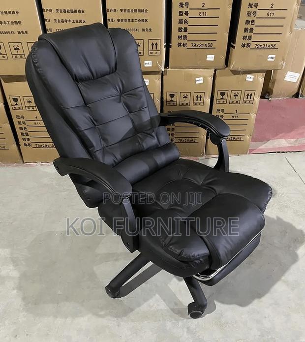 Office Chairs; Leather High Back Executive Office Chair With Footrest - thumbnail 6