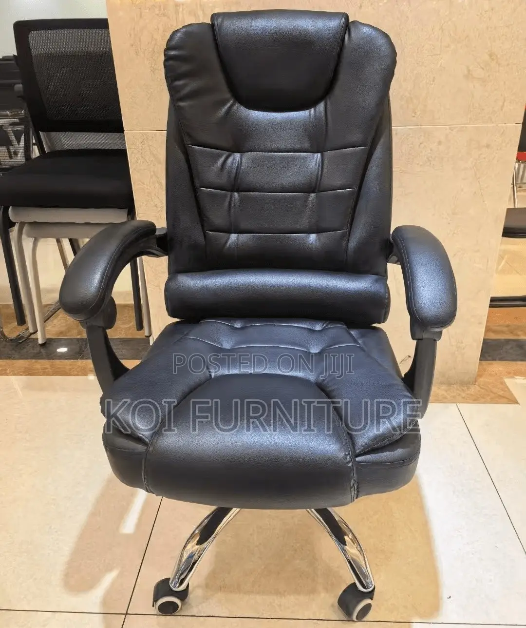 Office Chairs; Leather High Back Executive Office Chair With Footrest