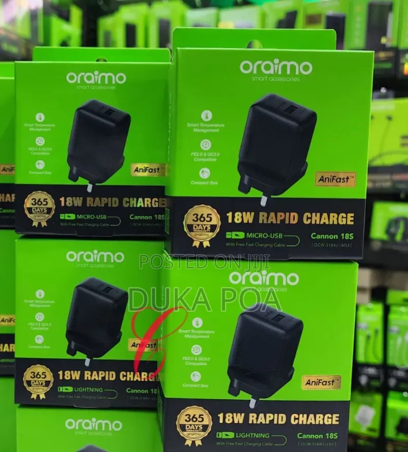 iPhone Charger Oraimo Cannon 18s Ocw-5184u+L 18w Rapid iPhone Charger
