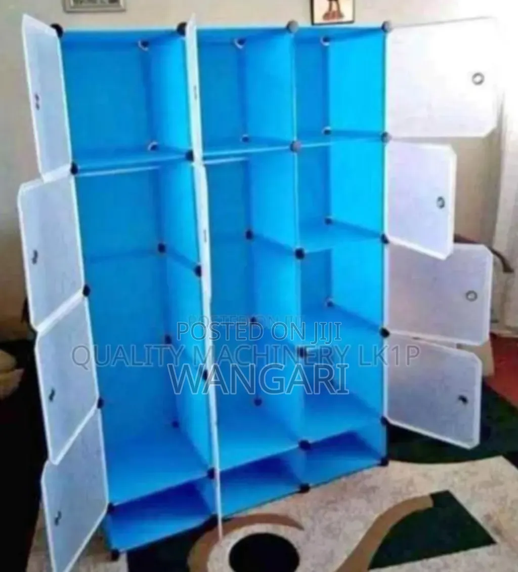 Colour Blue 3 Column Plastic Wardrobe