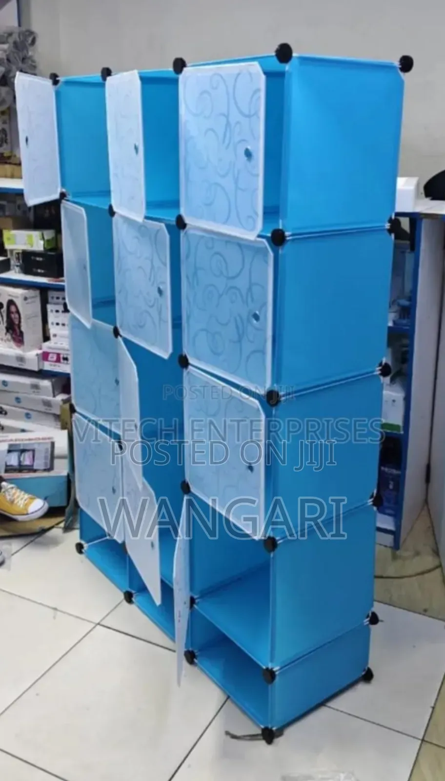Colour Pink New 3 Column Plastic Wardrobe