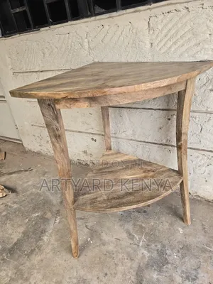 Handcrafted Solid Wood Corner Side Table - Two-Tier Unit