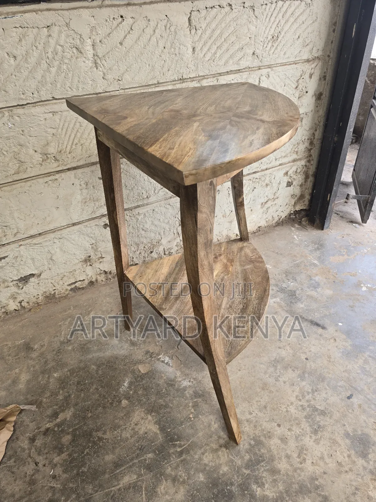 Handcrafted Solid Wood Corner Side Table - Two-Tier Unit
