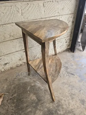 Handcrafted Solid Wood Corner Side Table - Two-Tier Unit
