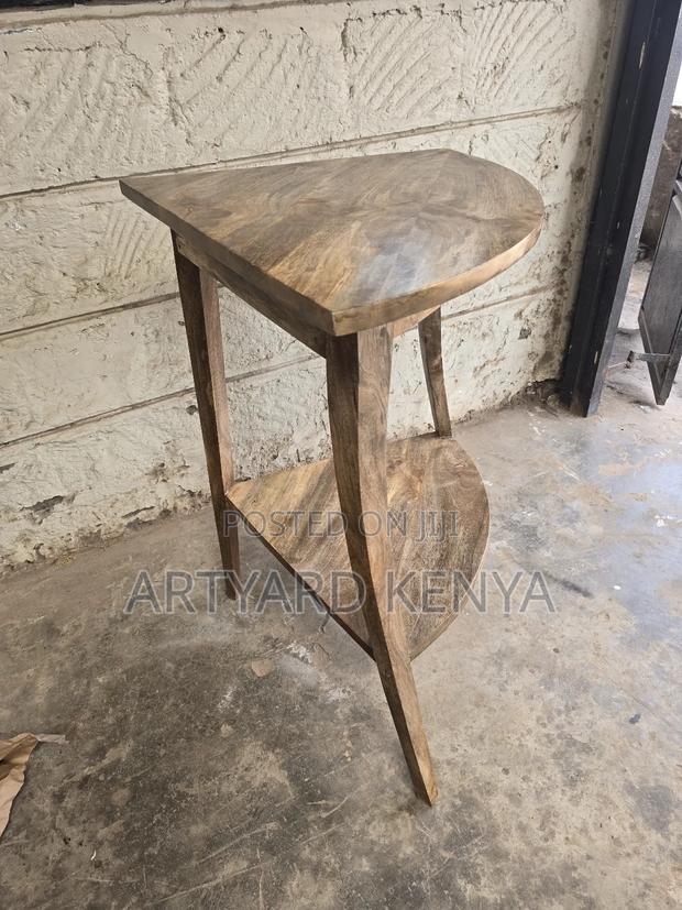 Handcrafted Solid Wood Corner Side Table - Two-Tier Unit - thumbnail 3