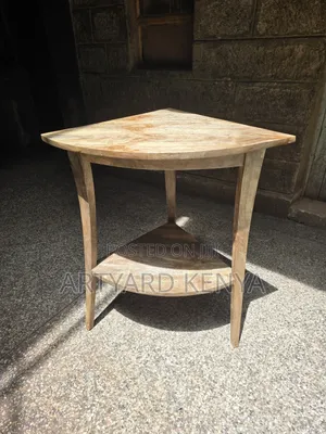 Handcrafted Solid Wood Corner Side Table - Two-Tier Unit