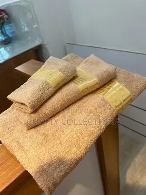 Beige 3 Pieces Cotton Towel Set