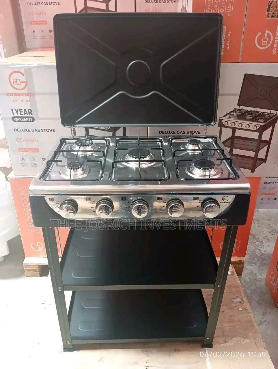 Eurochef 5 Burner Standing Cooker With Shelves