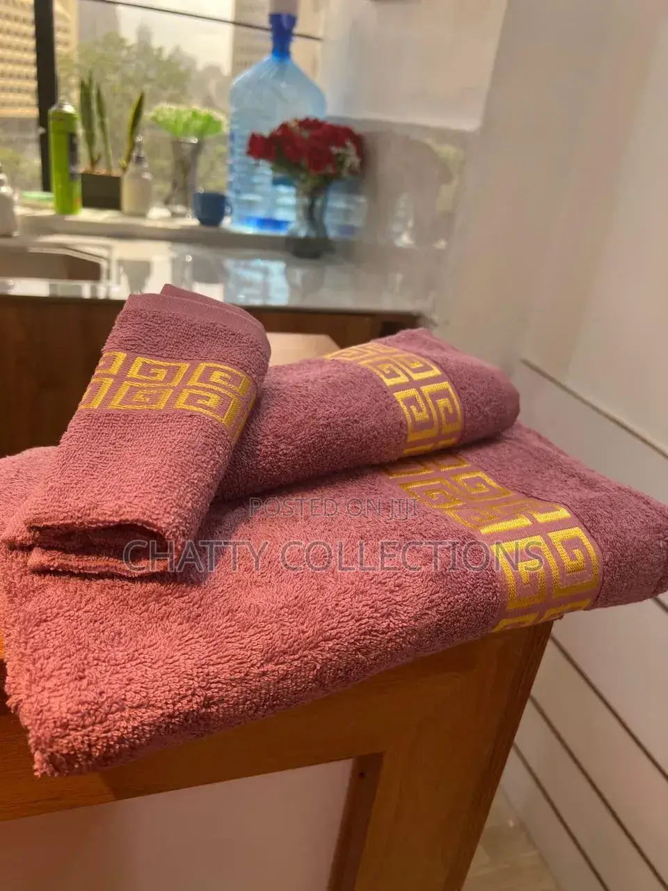 Maroon 3 Pieces Cotton Towel Set
