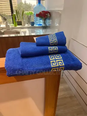 Blue 3 Pieces Cotton Towel Set