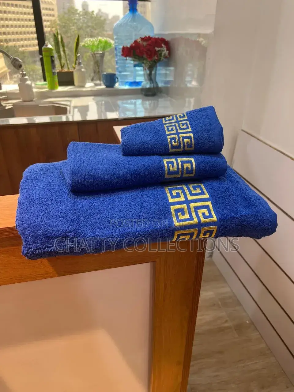 Blue 3 Pieces Cotton Towel Set