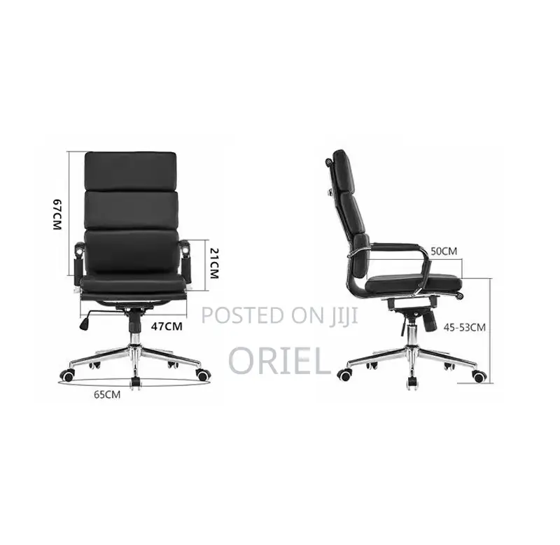 Executive Boardroom Table :- Ribbed Leather Mid-Back Office Chair