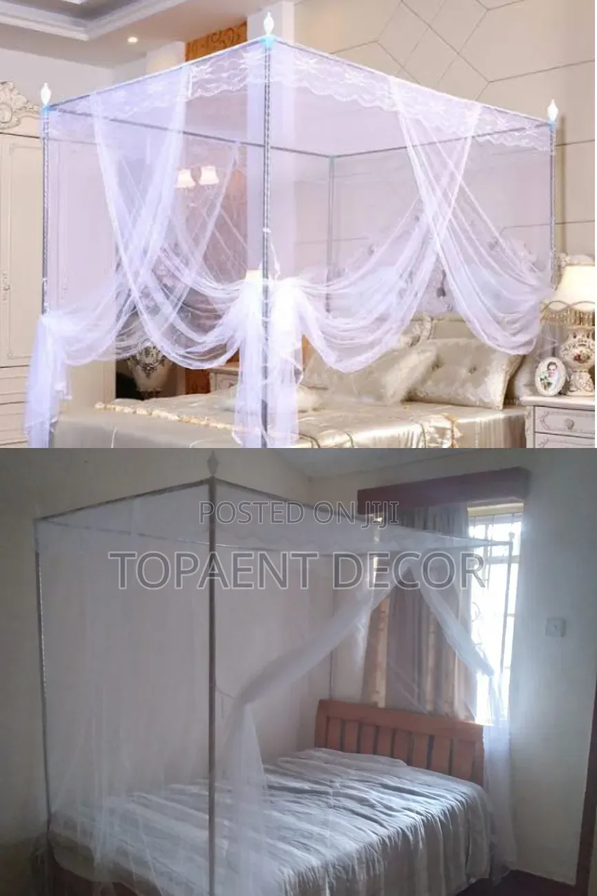 Peaceful Nights With 4 Stand White Mosquito Nets