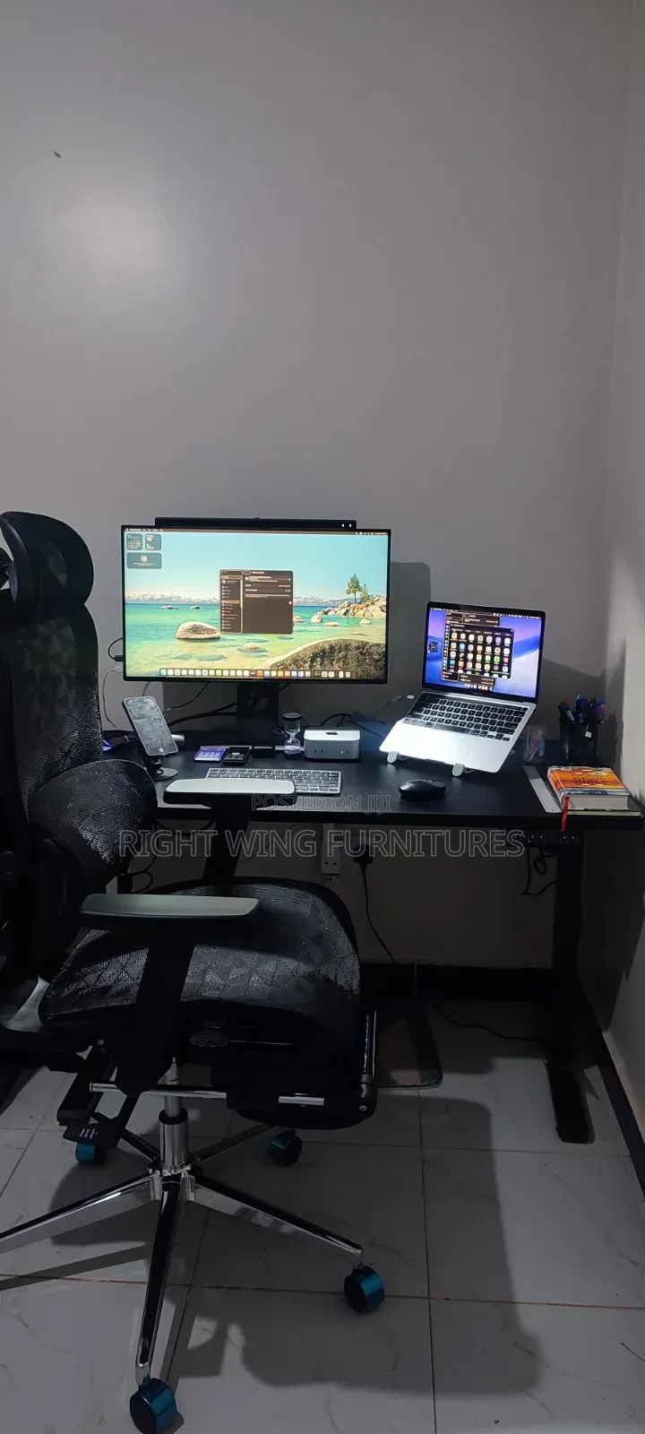 Black Adjustable Electric Office Table