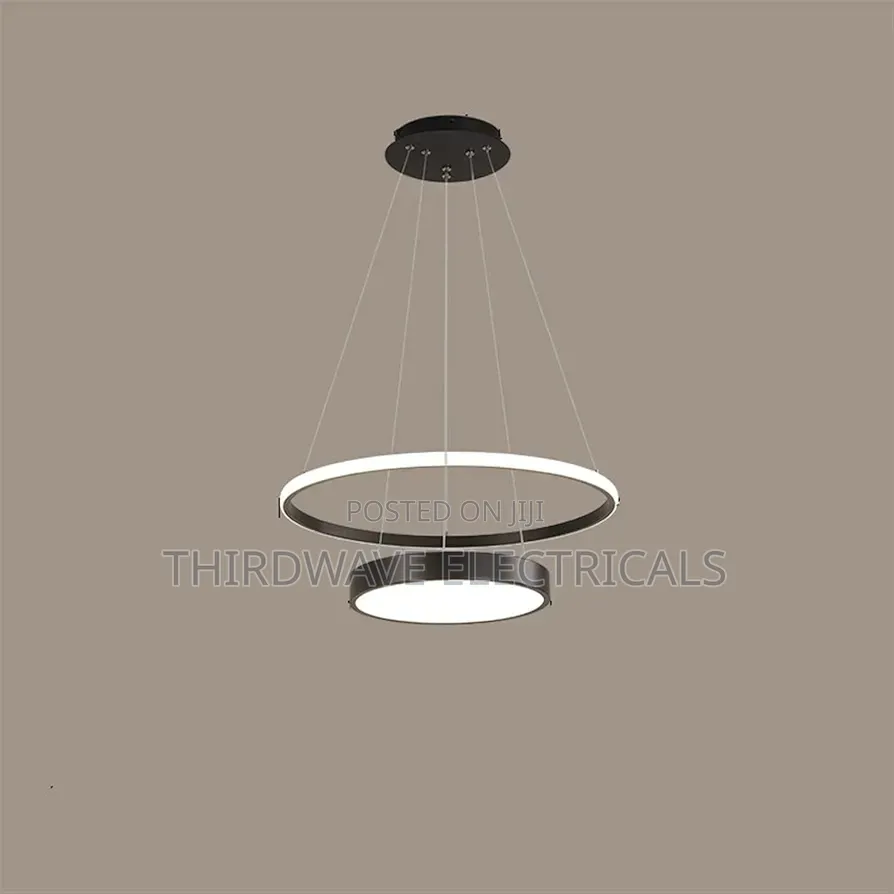Black Modern 2-Tier Circular Led Pendant Chandelier Light Vd9