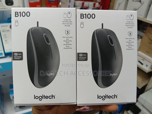 New Logitech B100 Wired Optical Usb Mouse - Black - thumbnail 2