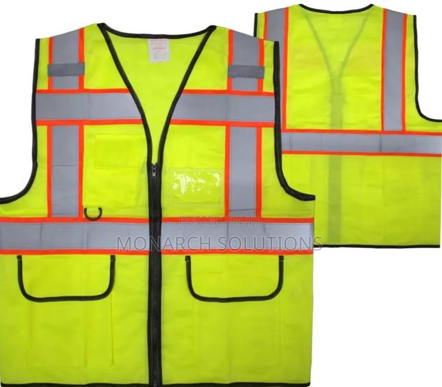 Black Lining Pocket Zipper Reflector Vests - main view