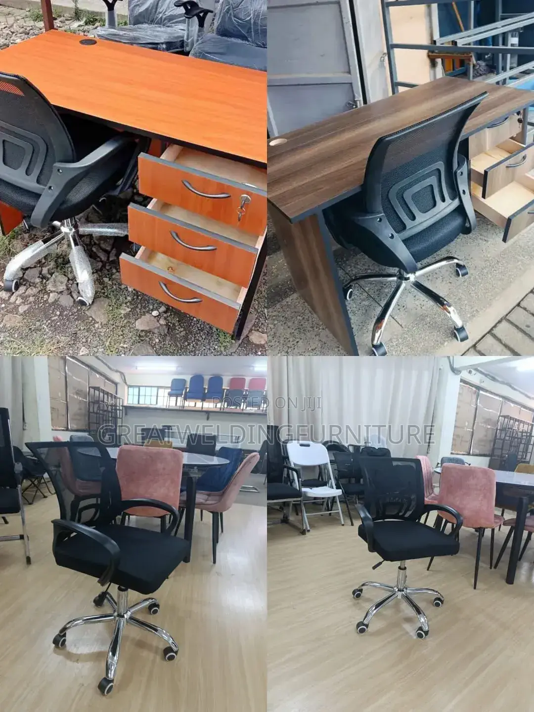 Three Lockable Office Drawers With A Black Mesh Office Chair Cxj