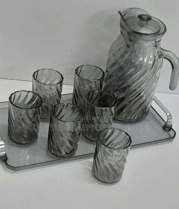 *Glass Jug With Glasses + Tray