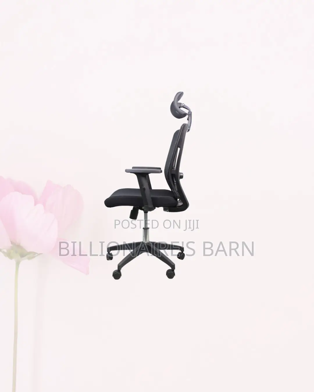 Black Mesh Office Chair Ergonomic Headrest With Nylon Base Solution
