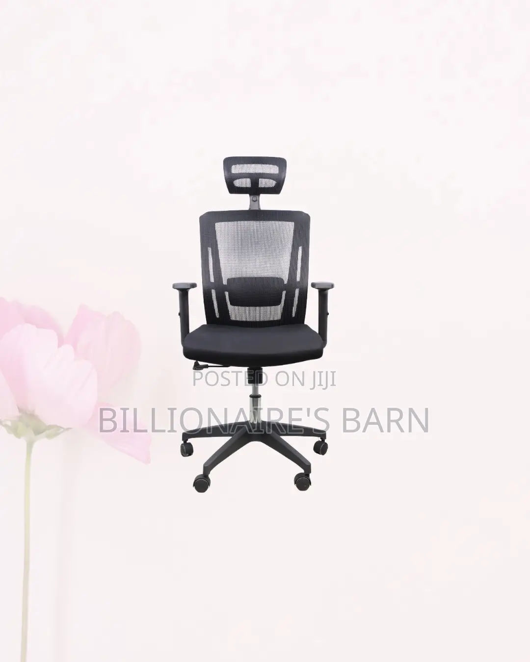 Black Mesh Office Chair Ergonomic Headrest With Nylon Base Solution
