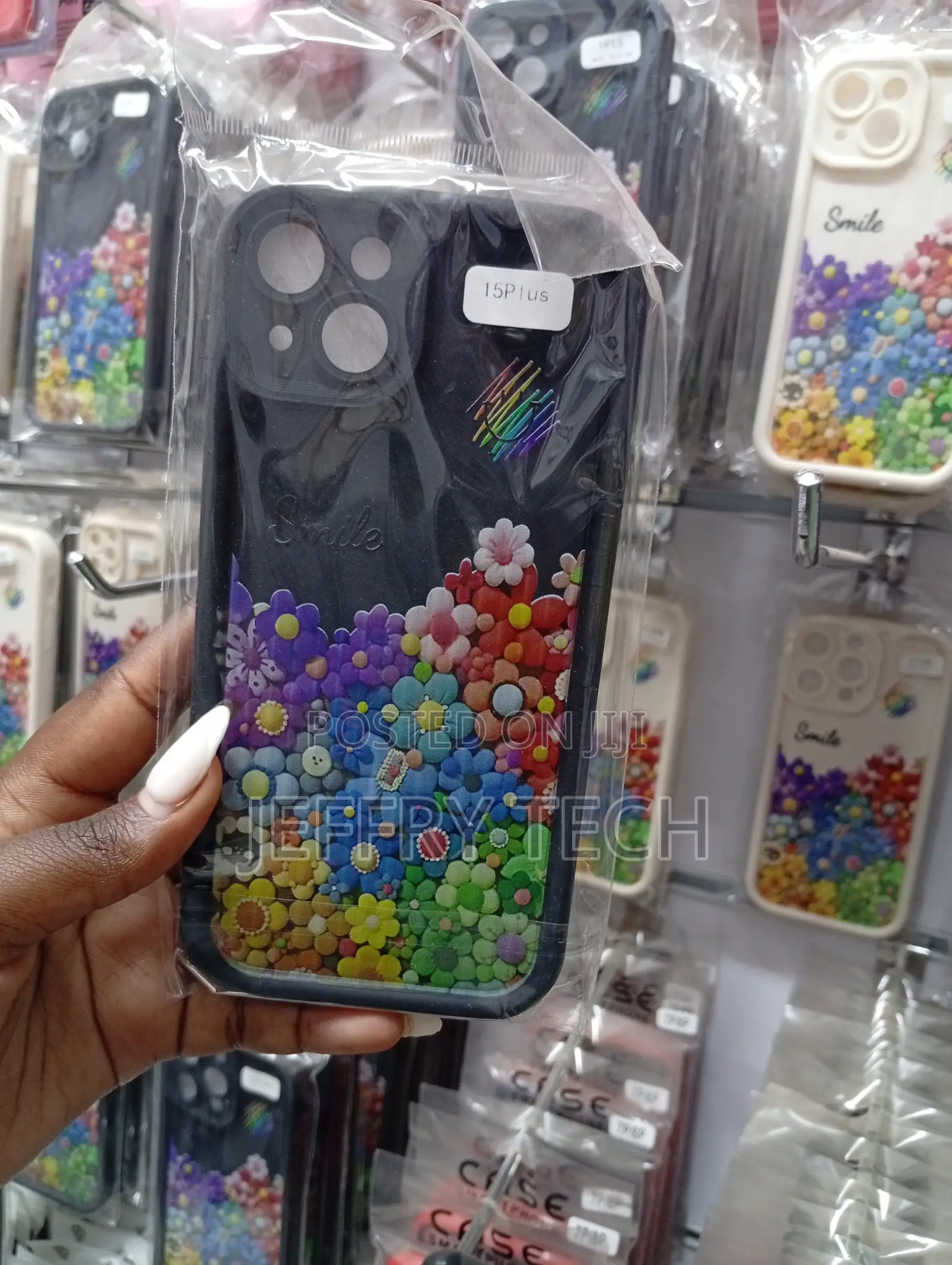 iPhone 15 Plus Case Features a Vibrant, Multi-Colored Floral Design