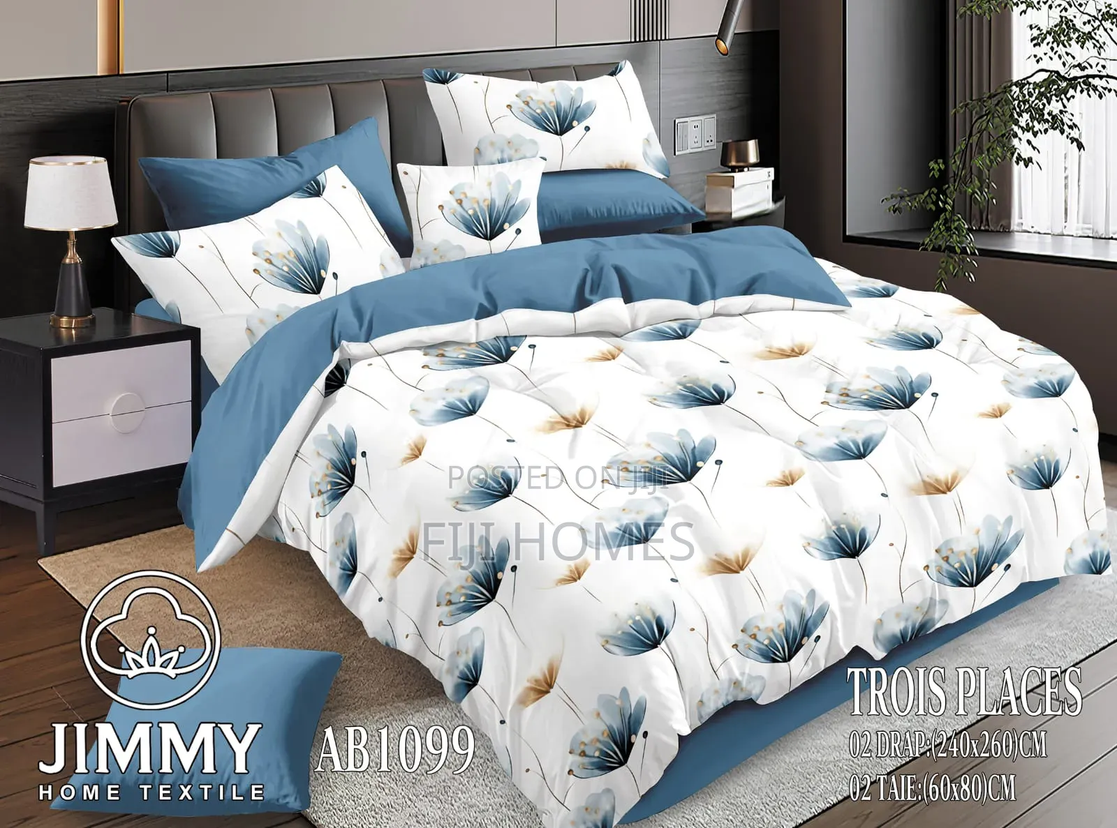 (6pc)Flowered Double Sided Cotton Duvet Cover ~ Size : 6*6/6*7