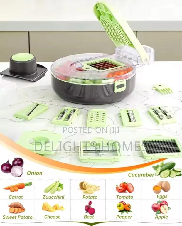 Multi-Functional 9pcs Vegetable Chopper/Cutter-Ele - thumbnail 3
