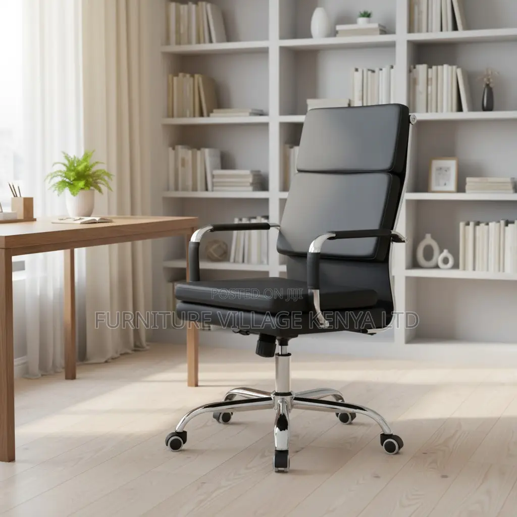 Black Leather Adjustable Desk Task Chair