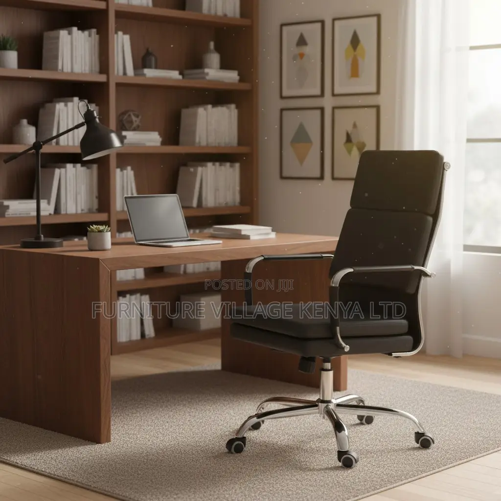 Black Leather Adjustable Desk Task Chair