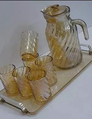 *Glass Jug With Glasses + Tray Available