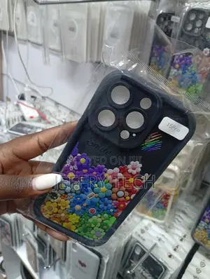 iPhone 15 Pro Silicone Case Featuring a Colorful Floral Pattern