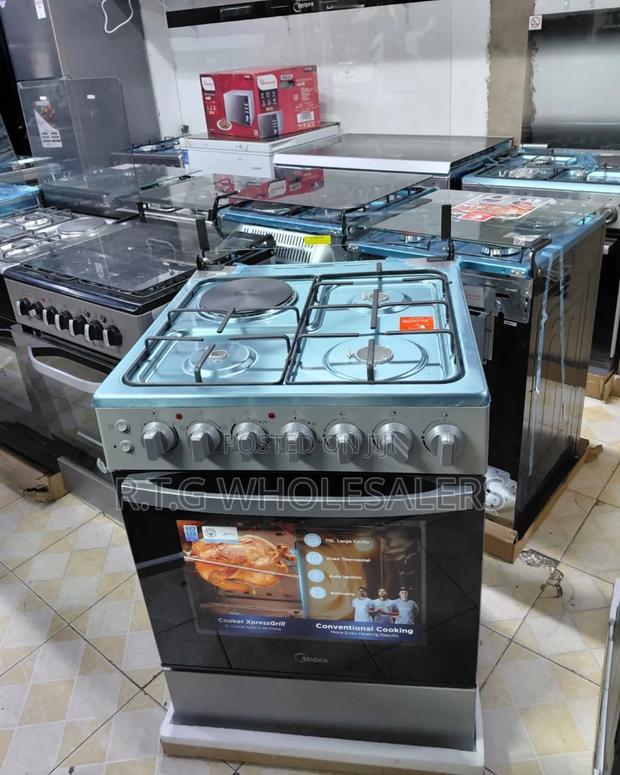 Midea 60cm Gas Electric Cooker 3 Gas 1 Electric Black