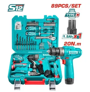 Total Cordless Drill 12v Toolset With 89 Pieces