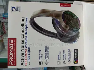 Promate Anc Hi-Fi Stereo Wireless Headphones With RGB Lights