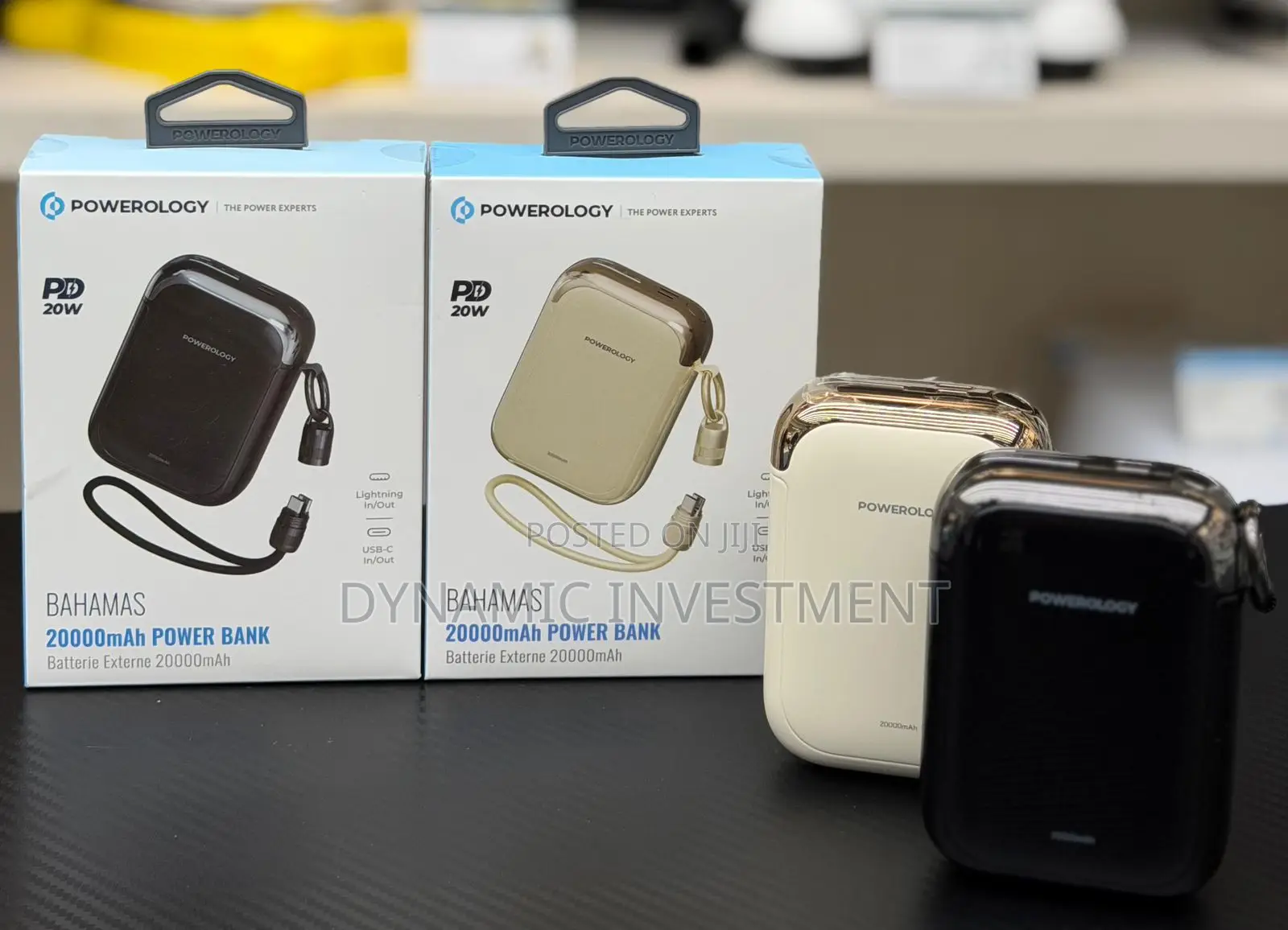 Powerology 20000mah With Pd22.5w Type C 20w Mini Portable Power Bank