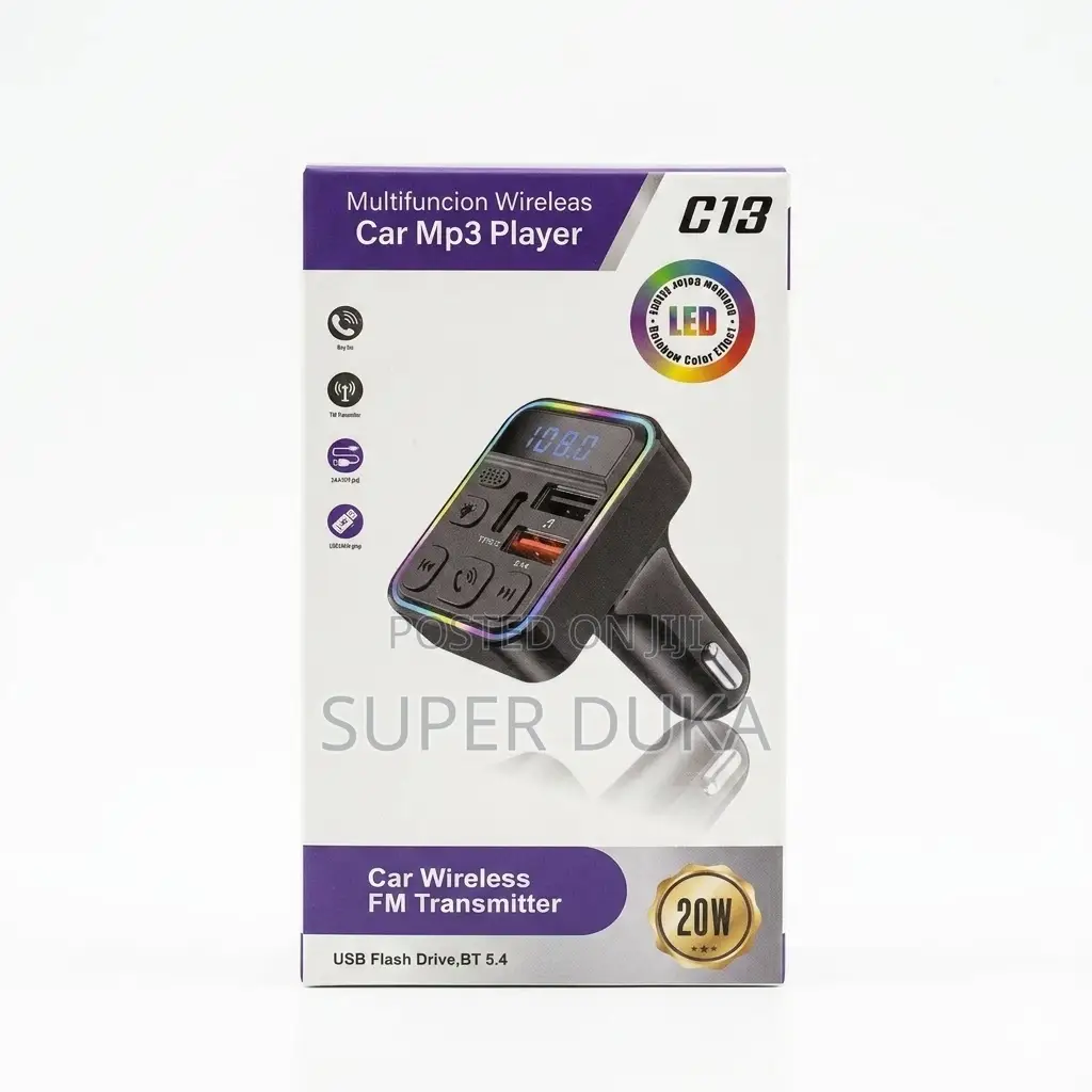 C13 Car Wireless Fm Transmitter-Bluetooth Modulator Pd 20w Fast Charge