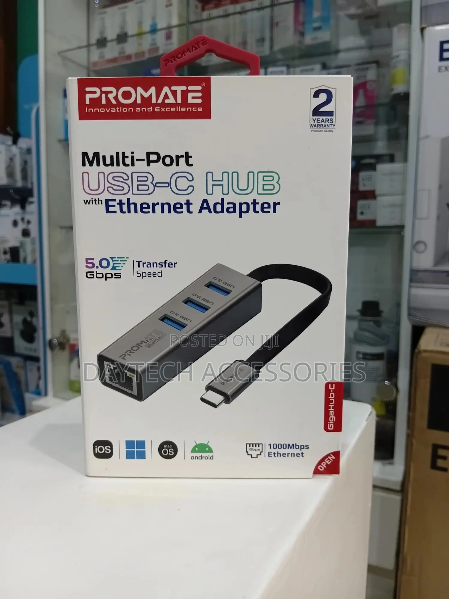Promate Gigahub-C Usb-C Hub With Ethernet 3 Usb 3.0 Ports