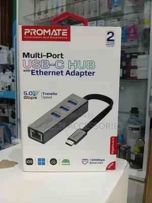 Promate Gigahub-C Usb-C Hub With Ethernet 3 Usb 3.0 Ports