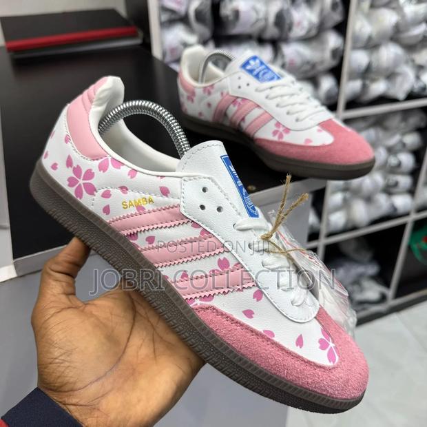 Ladies Adidas Samba Pink Floral Sneakers - thumbnail 2