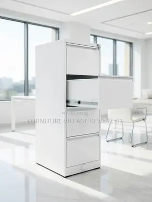 4-Drawer's White Locker Cabinet With Lock Bar