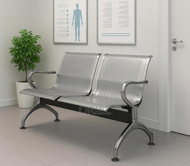 Office Bench : Stainless Steel Office 2-Seater Waiting Bench