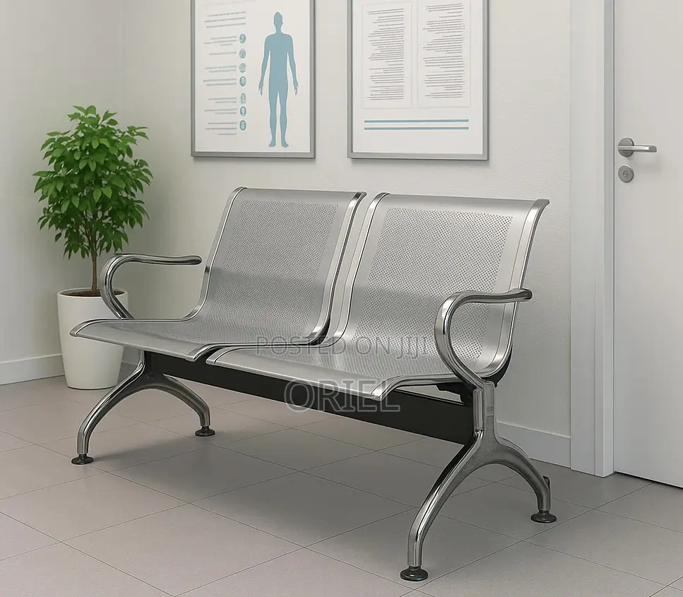 Office Bench : Stainless Steel Office 2-Seater Waiting Bench