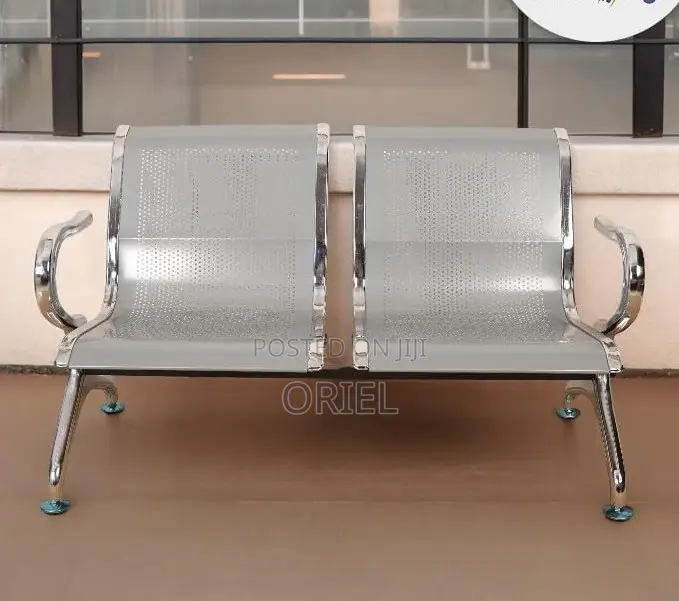 Office Bench : Stainless Steel Office 2-Seater Waiting Bench