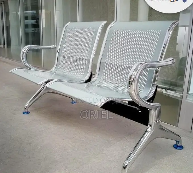 Office Bench : Stainless Steel Office 2-Seater Waiting Bench
